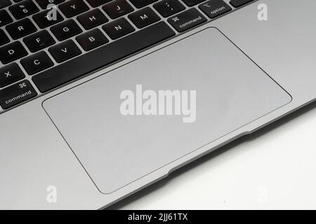 Close up of the touchpad on the Apple MacBook Air with Apple Silicon M1 CPU Stock Photo