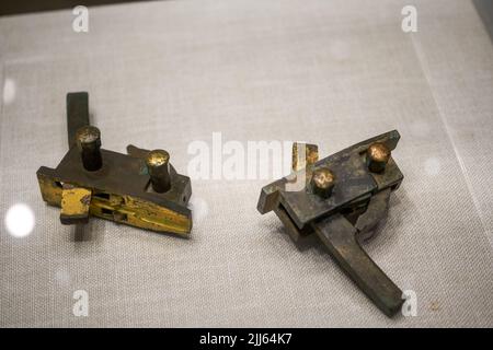 Ancient Chinese Han Dynasty cultural relics, weapons in the museum Stock Photo