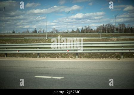 Details of road. Bumper on highway. Transport infrastructure. Highway side. Stock Photo