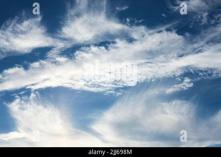 Blue sky with clouds, natural background. Stock Photo