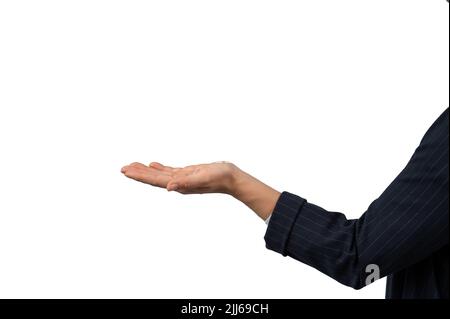 Close-up of a woman's hand palm up. Isolate.  Stock Photo