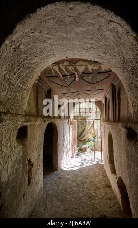 dark castle church, Ihlara valley or Peristrema Valley, Ihlara, Aksaray Province, Guzelyurt, Cappadocia, Anatolia, Turkey Stock Photo