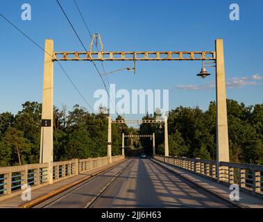 Bridge 'Duha' in czech town Bechyne. Stock Photo