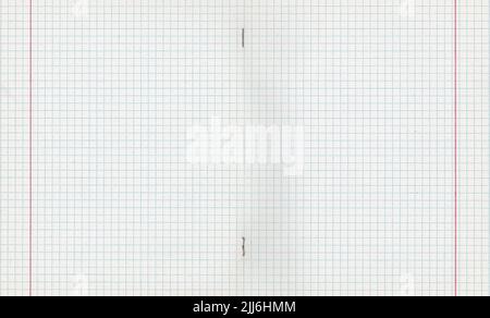 Open school notebook in a cage close-up Stock Photo