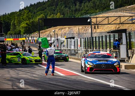 16 PLA Jim, BARTHEZ Fabien, AKKODIS ASP Team, Mercedes AMG GT4, action during the 5th round of the Championnat de France FFSA GT 2022 SRP Speedweek, from July 22 to 24 in Spa-Francorchamps, Belgium - Photo Laurent Gayral / DPPI Stock Photo