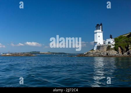 Landscape view of St Anthony's Lighthouse & Falmouth Bay, Cornwall, UK, July Stock Photo