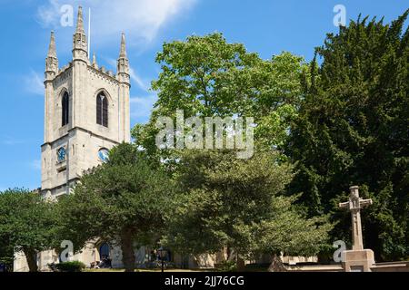 The tower and churchyard of St John the Baptist, Windsor, Berkshire, South East England Stock Photo