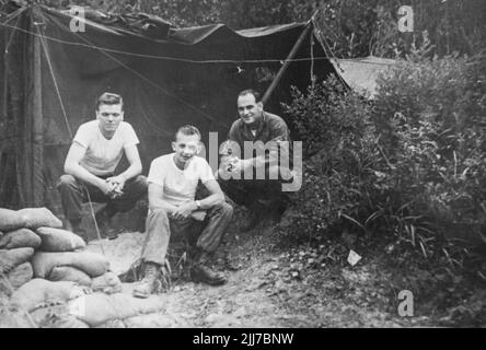 United States Army Troups during the Korean War - Circa 1952. 'Supply Section' noted on back of photo. From the collection of Henry G. Shebley. Stock Photo