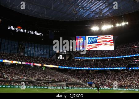 Las Vegas, NV, USA. 23rd July, 2022. An interior view of the scoreboard prior to the start of the Soccer Champions Tour 22 featuring Real Madrid CF vs FC Barcelona at Allegiant Stadium in Las Vegas, NV. Christopher Trim/CSM/Alamy Live News Stock Photo