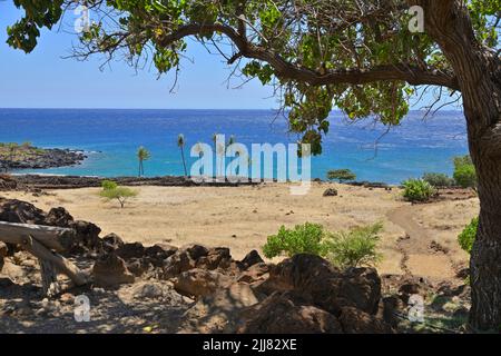 The Lapakahi State Historical Park along the picturesque coastline, north of Kawaihae HI Stock Photo