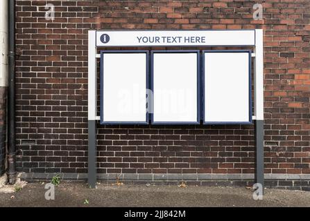 three mock up information boards in white copy space for text or pictures photograph Stock Photo