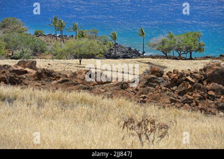 The Lapakahi State Historical Park along the picturesque coastline, north of Kawaihae HI Stock Photo