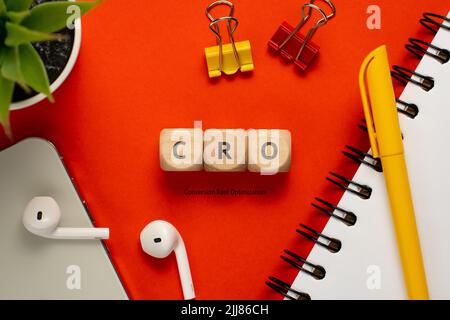 Concept business marketing acronym CRO or Conversion Rate Optimization. Stock Photo