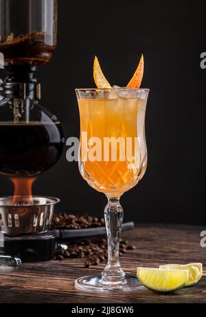 Delicious and luxurious cocktail made with brewed coffee and citrus fruits Stock Photo