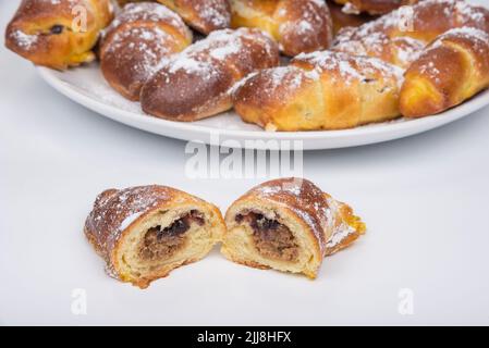 Home made  sourdough rolls with a filling. Stock Photo