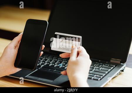online banking account login card mobile phone Stock Photo