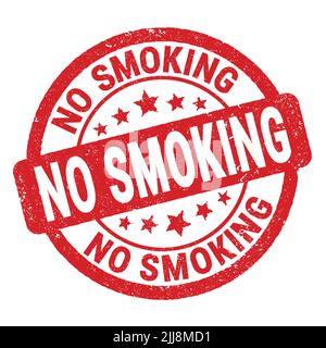 NO SMOKING text written on red grungy stamp sign. Stock Photo