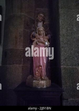 Ploumilliau (Plouilio), France. Statue of the Virgin Mary inside the Eglise Saint-Milliau (St Miliau Church) Stock Photo