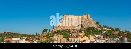 Famous Athens landmark Acropolis, view over the town, panorama Stock Photo