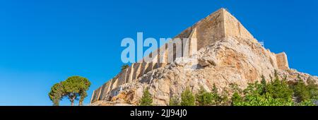 Famous Athens landmark Acropolis from the south side of the fortress, panorama Stock Photo
