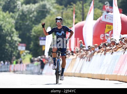 Verviers, Belgium, 24/07/2022, Spanish Oier Lazkano of Movistar 