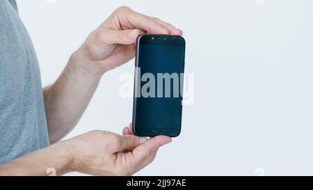 mobile banking access phone apps black screen Stock Photo