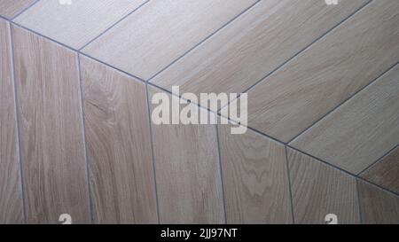 Oak texture of floor with tiles imitating parquet Stock Photo