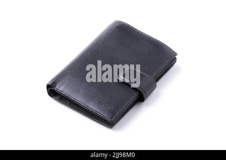 Black leather men's wallet isolated on white Stock Photo