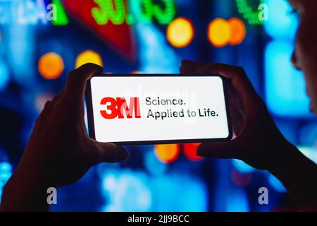 In this photo illustration, the 3M Company logo is displayed on a smartphone screen. Stock Photo