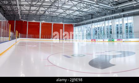 Empty hockey rink sport arena ice and light Stock Photo