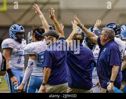 Football action with Sandpoint vs Skyline High School in Moscow, Idaho. Stock Photo