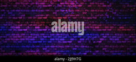 Blank grunge brick wall background, colored spots of light, 3d rendering Stock Photo