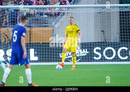 Orlando, Florida, USA, July 23, 2022, Arsenal FC Goalkeeper Aaron Ramsdale #32 at Camping World Stadium in a Friendly Match.  (Photo Credit:  Marty Jean-Louis) Stock Photo