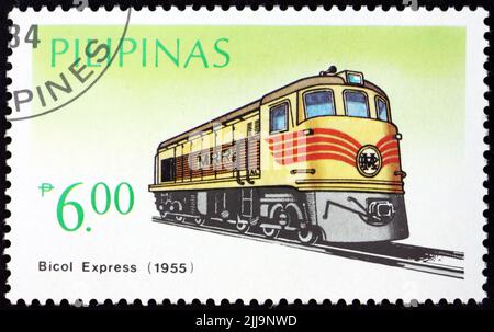 PHILIPPINES - CIRCA 1984: a stamp printed in Philippines shows Bicol Express, 1955, circa 1984 Stock Photo