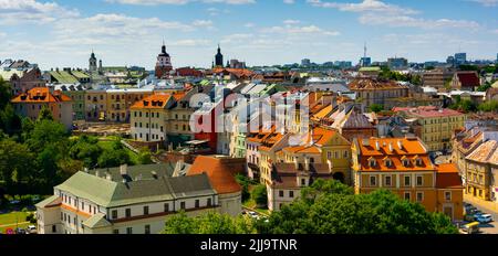 Lublin, Lubelskie Voivodeship / Poland - July 24 2022: View of the old town from the castle tower of the royal castle in Lublin. Stock Photo