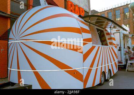 SAINT PETERSBURG, RUSSIA - JUNE 30, 2022: van for street selling  Stock Photo