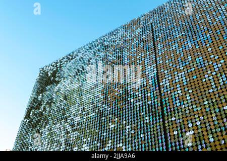 sparkling texture against a blue sky background. Stock Photo