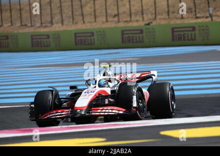 jul 24 2022 Le Castellet, France - F1 2022 France GP - Race -  Mick Schumacher (GER) Haas VF-22 Stock Photo