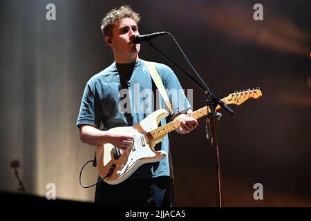 Newcastle singer-songwriter Sam Fender performing at the First Direct Arena in Leeds on his rescheduled, sold-out UK Arena tour on November 24, 2021 Featuring: Sam Fender Where: Leeds, United Kingdom When: 24 Nov 2021 Credit: Graham Finney/WENN Stock Photo