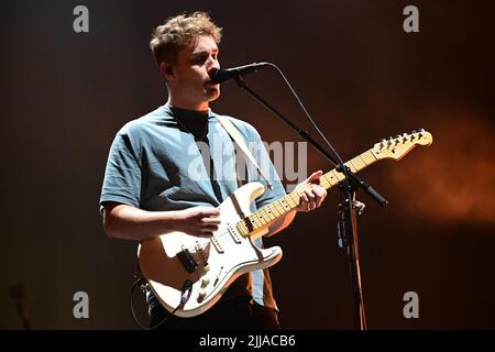 Newcastle singer-songwriter Sam Fender performing at the First Direct Arena in Leeds on his rescheduled, sold-out UK Arena tour on November 24, 2021 Featuring: Sam Fender Where: Leeds, United Kingdom When: 24 Nov 2021 Credit: Graham Finney/WENN Stock Photo