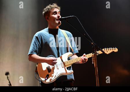 Newcastle singer-songwriter Sam Fender performing at the First Direct Arena in Leeds on his rescheduled, sold-out UK Arena tour on November 24, 2021 Featuring: Sam Fender Where: Leeds, United Kingdom When: 24 Nov 2021 Credit: Graham Finney/WENN Stock Photo