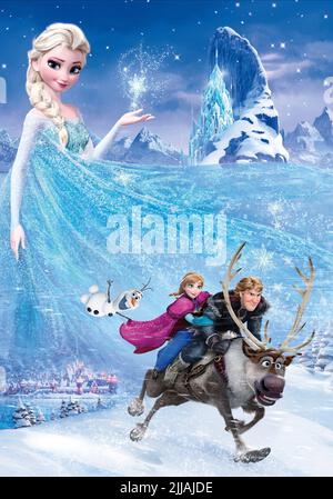 ELSA, KRISTOFF, OLAF, SVEN, ANNA, HANS POSTER, FROZEN, 2013 Stock Photo ...