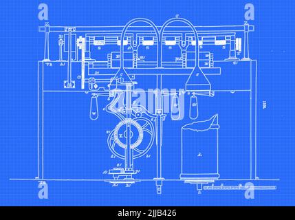 DRAWING MACHINE Lowell Machine-Shop from ' Appleton's dictionary of machines, mechanics, engine-work, and engineering ' by D. Appleton and Company Publication date 1874 Publisher New York,  D. Appleton, Stock Photo