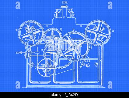 Machinery for preparing and spinning Flax from ' Appleton's dictionary of machines, mechanics, engine-work, and engineering ' by D. Appleton and Company Publication date 1874 Publisher New York,  D. Appleton, Stock Photo