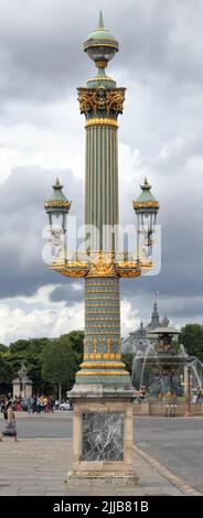 Lamp post with decorative lanterns at Place de la Concorde in Paris, France Stock Photo