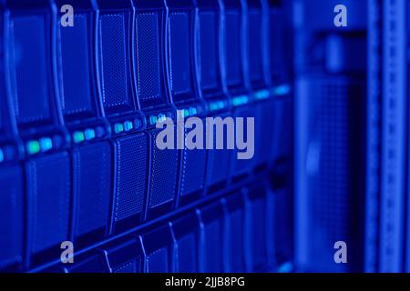 Close-up of computer and networking technology for working on internet worldwide Stock Photo
