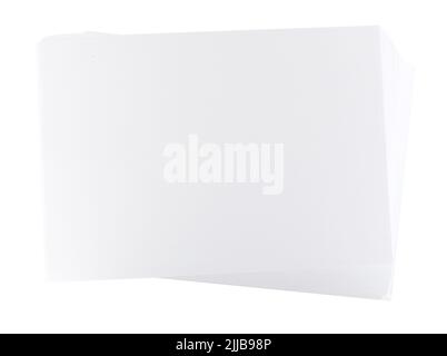 Stack of blank A4 papers for printing taken from top view. Isolated on white background with . Stock Photo