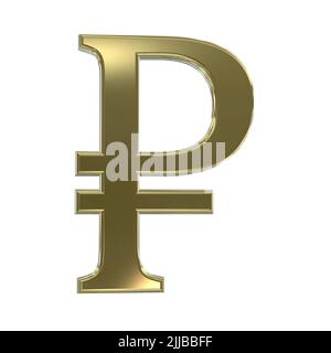 3D gold silver ruble currency symbol symbols sign signs cut out isolated on white background Stock Photo