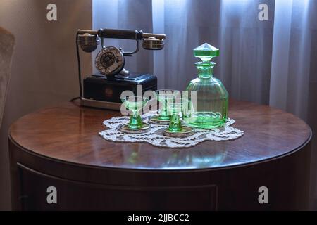 Interior of living room in historic apartment in Museum of Central Industrial Region - COP in Stalowa Wola, capital of Stalowa Wola County in Poland Stock Photo