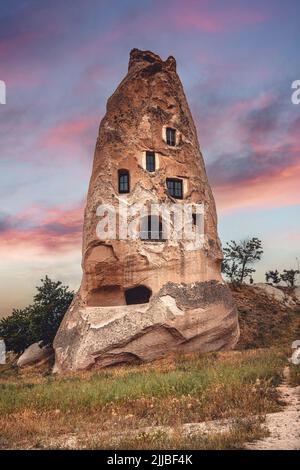 rock formation used as a dwelling near Uchisar Castle. Turkey. Stock Photo